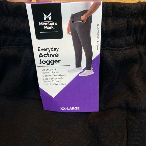 Member's Mark Everyday Active Joggers Mens 2XL Black Stretch Comfort Waistband - Picture 8 of 15